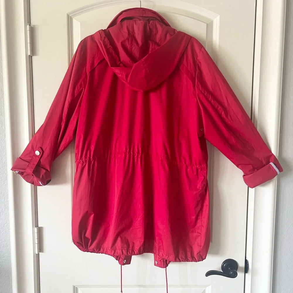 Style & Co Red Packable Hooded Anorak Utility Jacket Lightweight Windbreaker XL